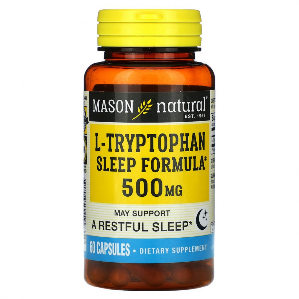 Mason Natural, L-Tryptophan Sleep Formula, 500 mg, 60 Capsules    , -, 