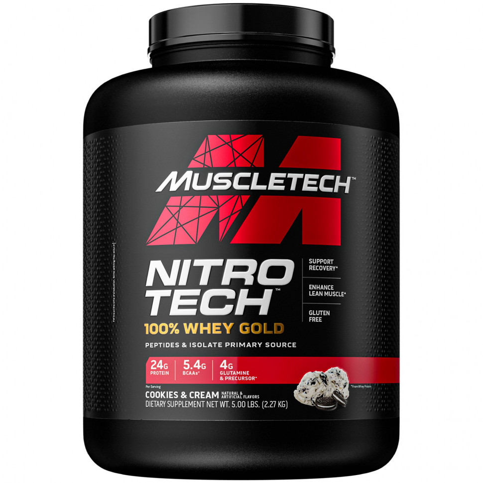 ���������� Muscletech, Nitro Tech, 100% Whey Gold, ������������ �������, ������� � ������, 2,27 �� (5 ������)  Iherb (������)