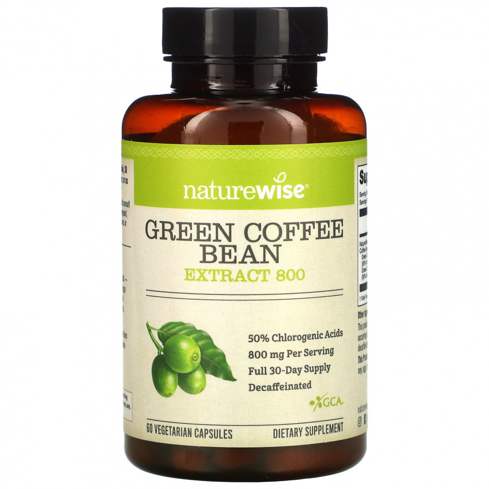 NatureWise, Green Coffee Bean Extract 800, 60 Veggie Caps    , -, 