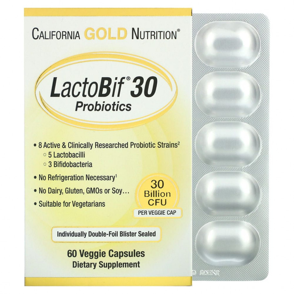 California Gold Nutrition, LactoBif, , 30  , 60      , -, 