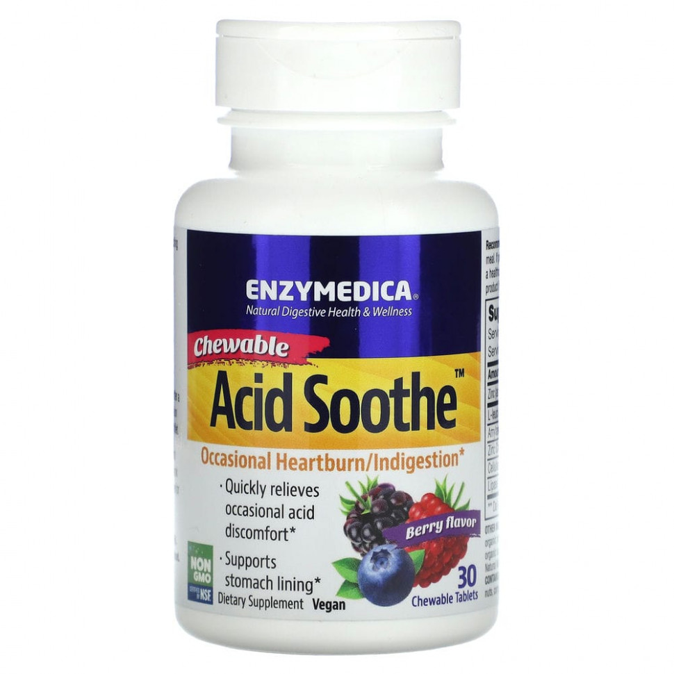 Enzymedica, Chewable Acid Soothe,  , 30      , -, 