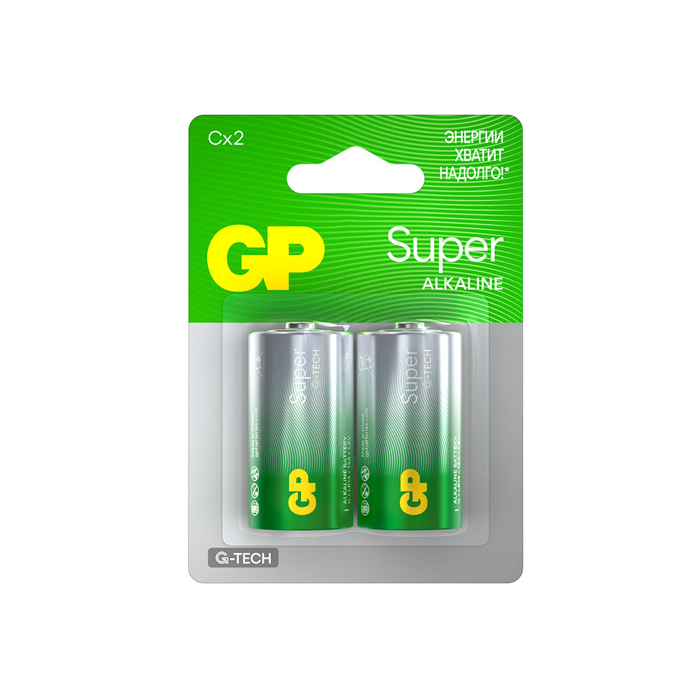 ���������� ��������� GP Batteries Super ������� C LR14 1,5 � (2 ��.) (GP 14AA21-2CRSBC2)  
