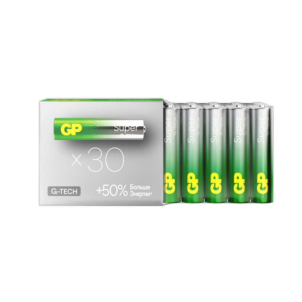 ���������� ��������� GP Batteries Super ������� AAA ������������ LR03 1,5 � (30 ��.) (GP 24AA21-2CRSWC30)  