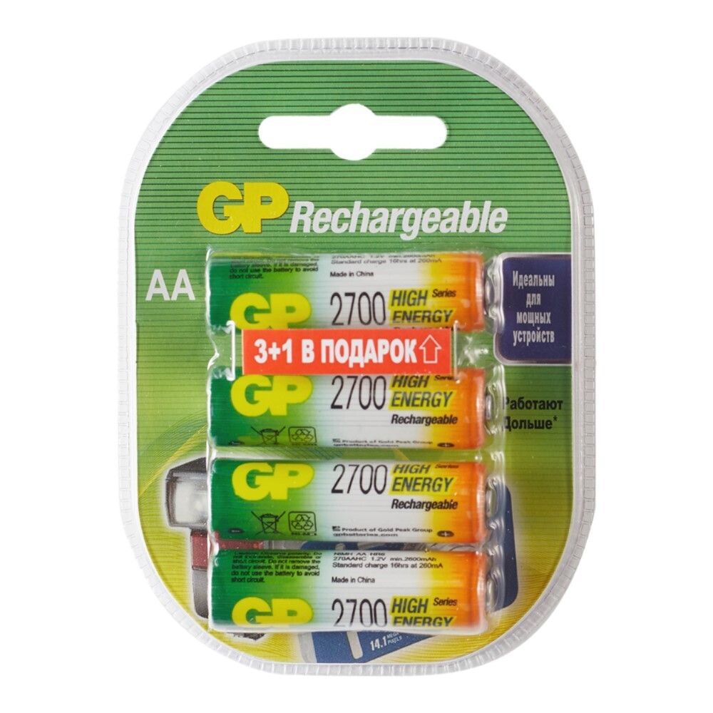 ���������� ����������� GP Batteries �� ����������� LR6 1,2 � 2700 ��� (4 ��.)  