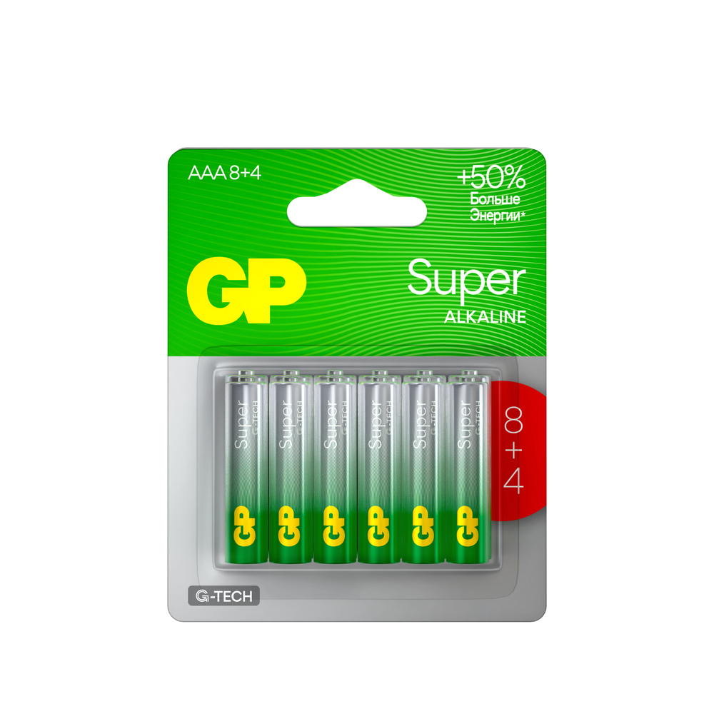 ���������� ��������� GP Batteries Super G Tech �� ����������� LR6 1,5 � (12 ��.) (GP 15AA218/4-2CRSBC12)  