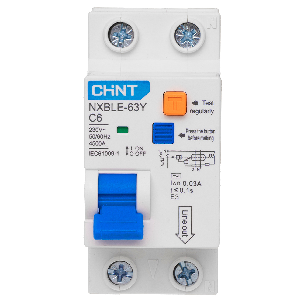 ���������� ������� ���������������� Chint NXBLE-63Y 6� 1P+N ��� AC 30 �� 4,5 �� ���������� (105540)  
