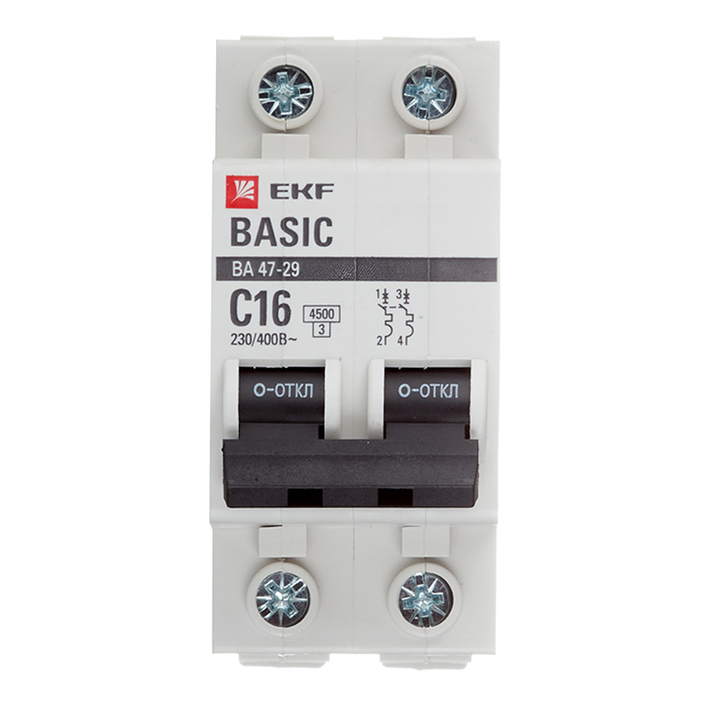���������� �������������� ����������� ��������� EKF Basic �� 47-29 2P 16� ��� C 4,5 �� 230 � (mcb4729-2-16C)  