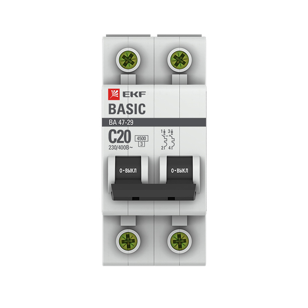 ���������� �������������� ����������� ��������� EKF Basic �� 47-29 2P 20� ��� C 4,5 �� 230 � (mcb4729-2-20C)  