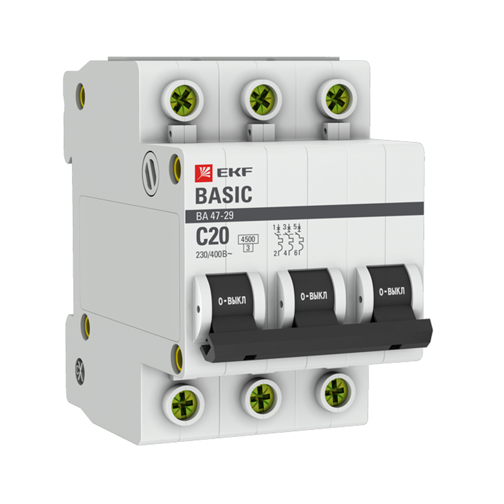 ���������� �������������� ����������� ��������� EKF Basic �� 47-29 3P 20� ��� C 4,5 �� 400 � (mcb4729-3-20C)  