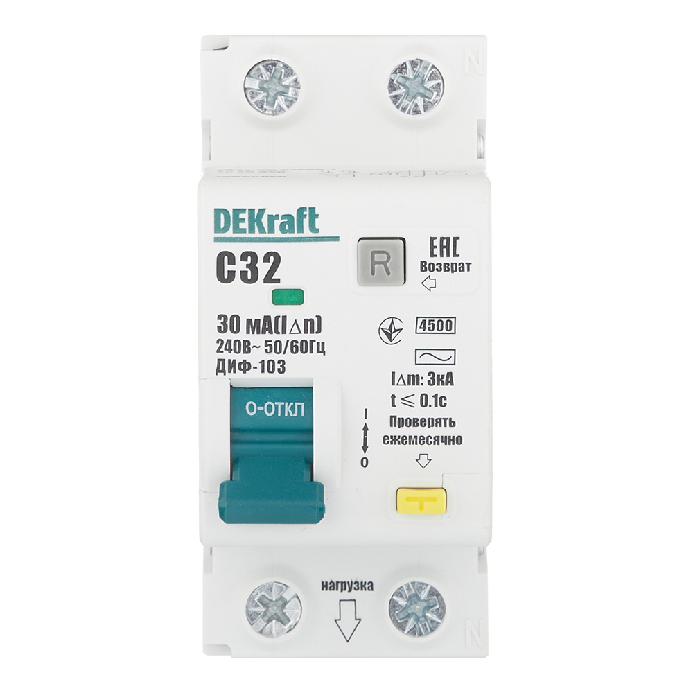 ���������� ������� ���������������� Dekraft ���-103 32� 1P+N ��� AC 30 �� 4,5 �� ���������� (16055DEK)  