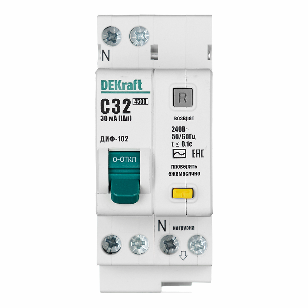 ���������� ������� ���������������� Dekraft ���-102 32� 1P+N ��� AC 30 �� 4,5 �� (16006DEK)  