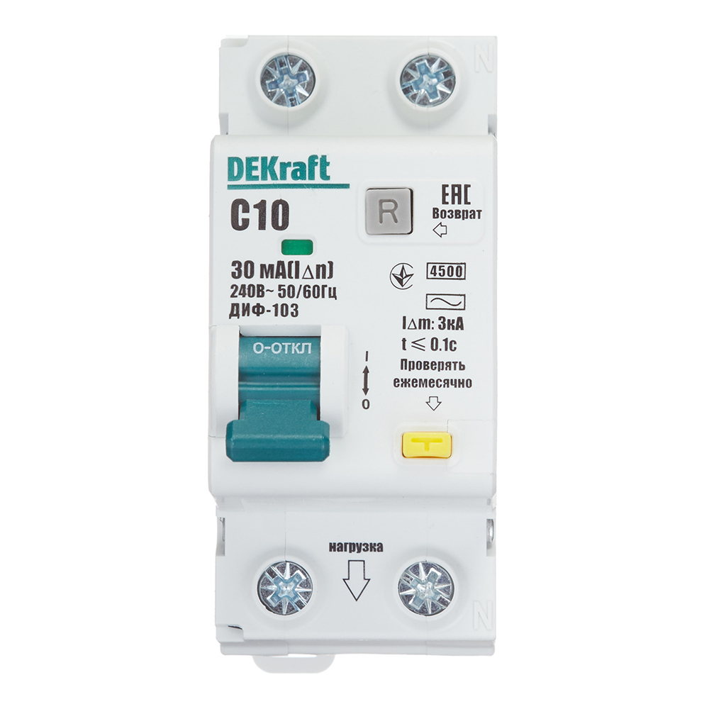 ���������� ������� ���������������� Dekraft ���-103 10� 1P+N ��� AC 30 �� 4,5 �� ���������� (16051DEK)  