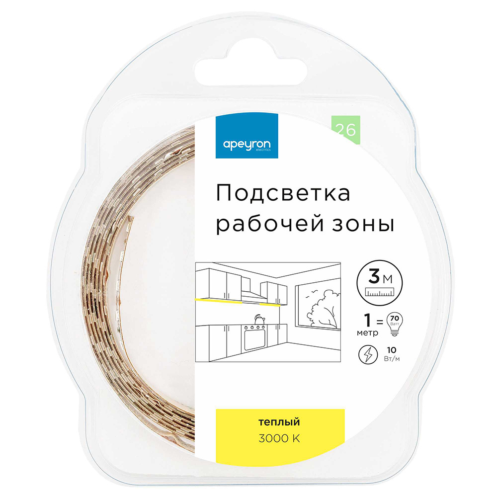 ���������� ����� ������������ SMD 5050 3000� 12 � 10 ��/� 3 � IP20 Apeyron (26���)  