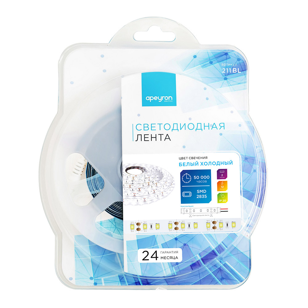 ���������� ����� ������������ SMD 2835 6500� 12 � 14,4 ��/� 2 � IP20 Apeyron (211BL)  