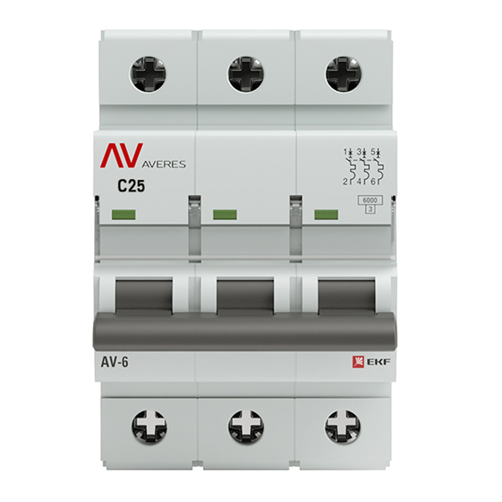 ���������� �������������� ����������� ��������� EKF Averes AV-6 3� 25� ��� C 6 �� 400 � (mcb6-3-25C-av)  