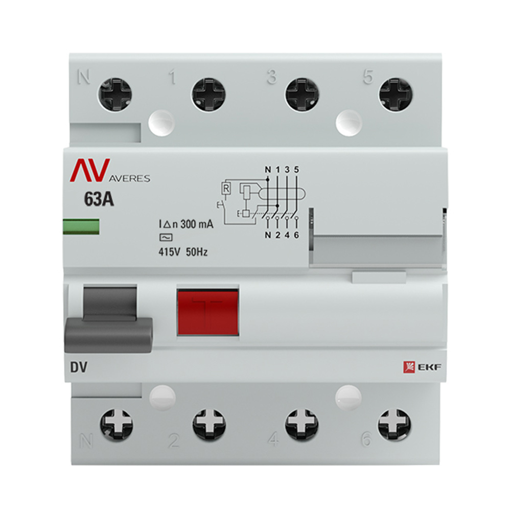 ���������� ��� EKF Averes DV 63� 3P+N ��� AC 300 �� 10 �� (rccb-4-63-300-ac-av)  