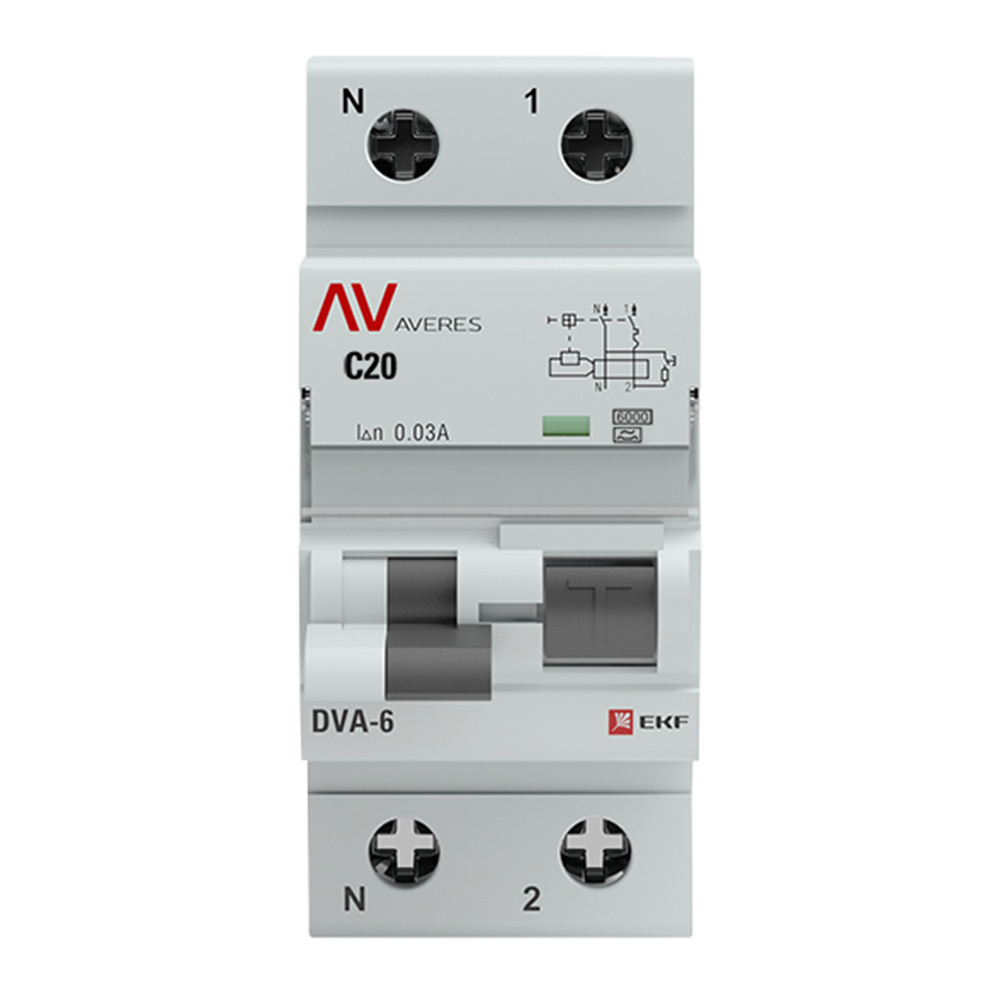 ���������� ������� ���������������� EKF Averes DVA-6 20� 1P+N ��� A 30 �� 6 �� (rcbo6-1pn-20C-30-a-av)  