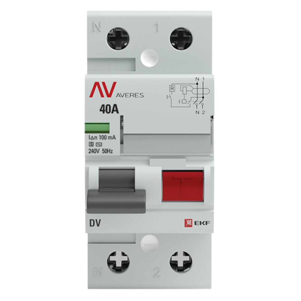 ���������� ��� EKF Averes DV 40� 1P+N ��� AC 100 �� 10 �� ����������� (rccb-2-40-100-s-av)  