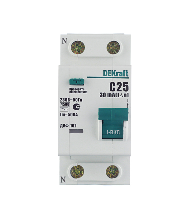 ���������� ������� ���������������� Dekraft ���-102 25� 1P+N ��� AC 30 �� 4,5 �� (16005DEK)  