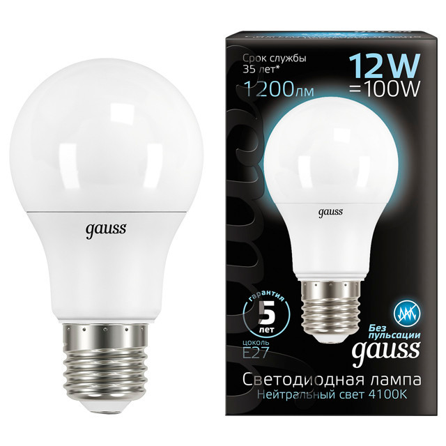 ���������� ����� GAUSS 12�� E27 LED 1200�� 4100K A60 �����  