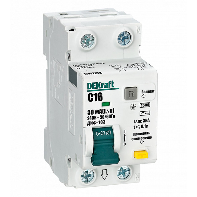 ���������� ����������� ���������������� DEKRAFT (����) 1P+N 16� 30�� ��� AC � 4,5��  