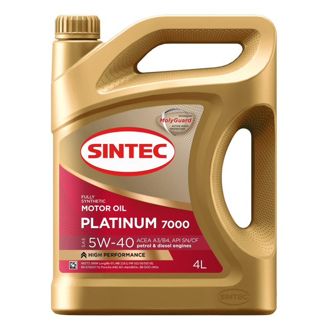 ���������� ����� �������� SINTEC Platinum 7000 5W-40 ACEA A3/B4 4�  