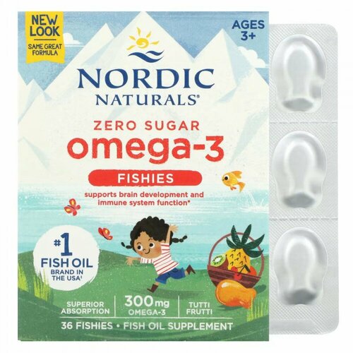 Nordic Naturals, Nordic Omega-3 Fishies,   -3,    2 ,  -, 300 , 36    , -, 