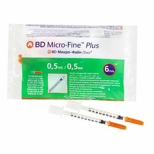 ���������� ������ ����������� BD Micro-Fine Plus 0,5 ml U-100 � ��������� ����� 31 G, 10 ����