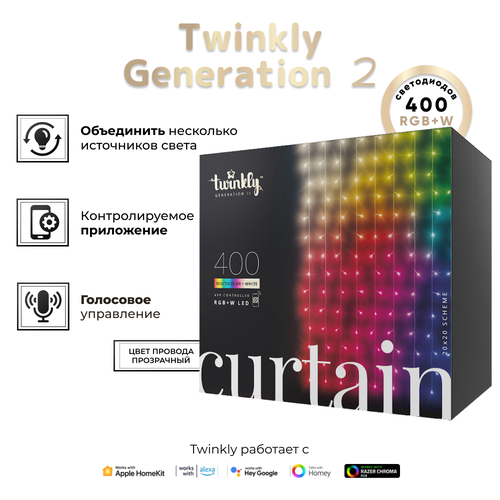   Twinkly Curtain 400 . RGB + W + BT + Wi-Fi 3  x 2,1  (TWW400SPP-TEU)   , -, 