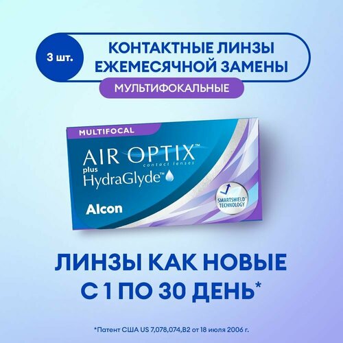 ���������� ���������� ����� �� ����� Alcon Air Optix Plus HydraGlyde Multifocal, 3 ��., R 8,6, D +5,5, ADD: �������, 1 ��.
