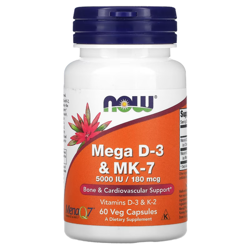 ���������� ������� NOW Mega D-3 + K-2 & MK-7 5000 IU/180 ���, 50 �, 60 ��.