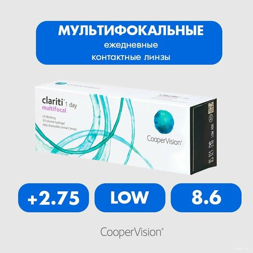 ���������� ����������� ���������� ����� CooperVision Clariti 1 day Multifocal, 30 ��., R 8,6, D +2,75, ADD: ������, 1 ��.
