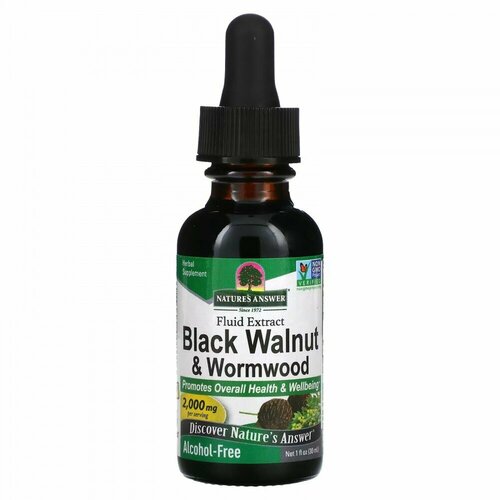 Nature s Answer, Black Walnut & Wormwood, Fluid Extract, Alcohol-Free, 2,000 mg, 1 fl oz (30 ml)   , -, 