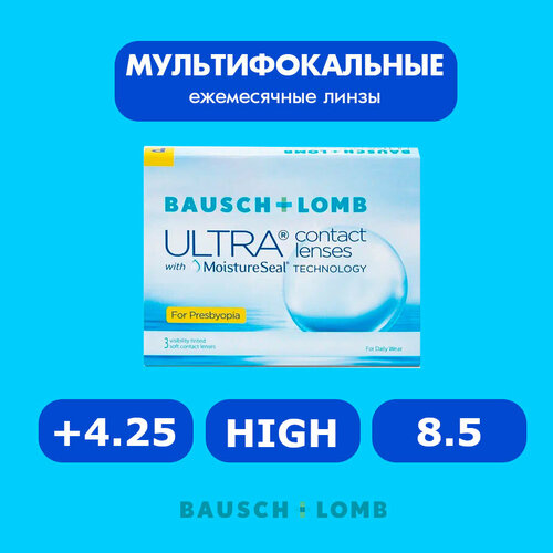 ���������� ���������� ����� �� ����� BAUSCH+LOMB Ultra for Presbyopia, 3 ��., R 8,5, D +4,25, ADD: �������, 1 ��.
