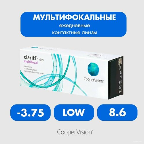 ���������� ����������� ���������� ����� CooperVision Clariti 1 day Multifocal, 30 ��., R 8,6, D -3,75, ADD: ������, 1 ��.