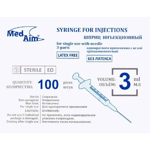     MedAim 3-    (3 , 23G (0,6332 ), 100 , Luer)   , -, 