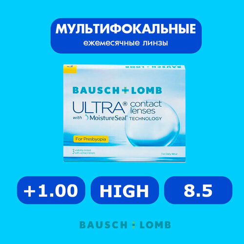 ���������� ���������� ����� �� ����� BAUSCH+LOMB Ultra for Presbyopia, 3 ��., R 8,5, D +1, ADD: �������, 1 ��.