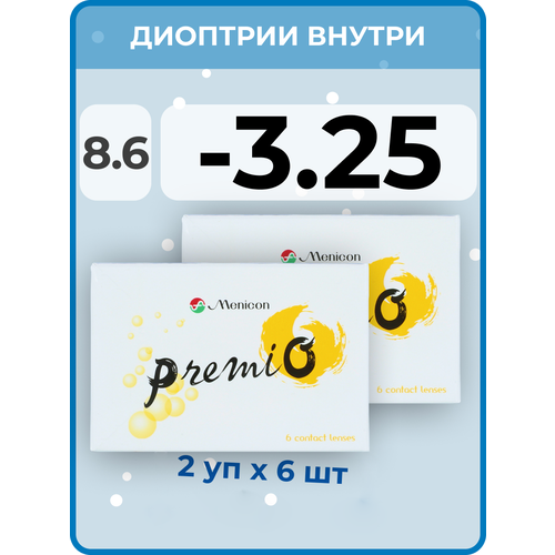 ���������� ���������� ����� Menicon Premio, 12 ��., R 8,6, D -3,25, 2 ��.