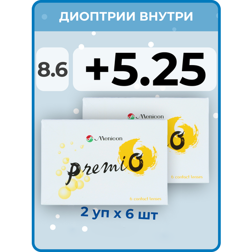 ���������� ���������� ����� Menicon Premio, 12 ��., R 8,6, D +5,25, 2 ��.