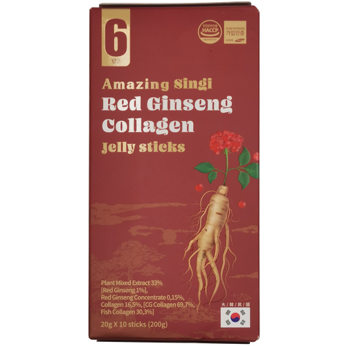 ���������� Singi ��������� ������� �������� � ���������� � ������-���� 20 � � 10 ��. Red Ginseng Collagen Jelly Stiks
