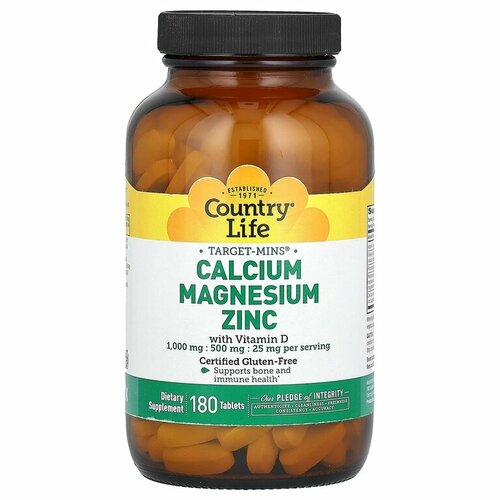 Country Life Target-Min Calcium Magnesium  Vitamin D3 - 180    , -, 