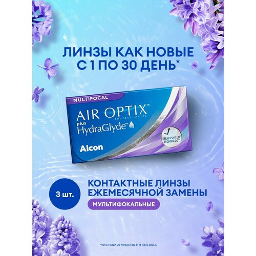���������� ���������� ����� �� ����� Alcon Air Optix Plus HydraGlyde Multifocal, 3 ��., R 8,6, D +2,75, ADD: �������, 1 ��.