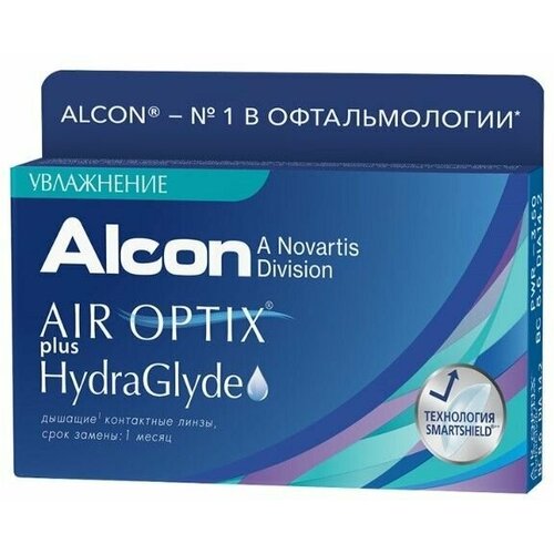 ���������� ���������� ����� �� ����� Alcon Air optix Plus HydraGlyde, 3 ��., R 8,6, D -5,25, 1 ��.