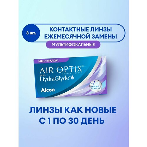 ���������� ���������� ����� �� ����� Alcon Air Optix Plus HydraGlyde Multifocal, 3 ��., R 8,6, D -9,75, ADD: �������, 1 ��.