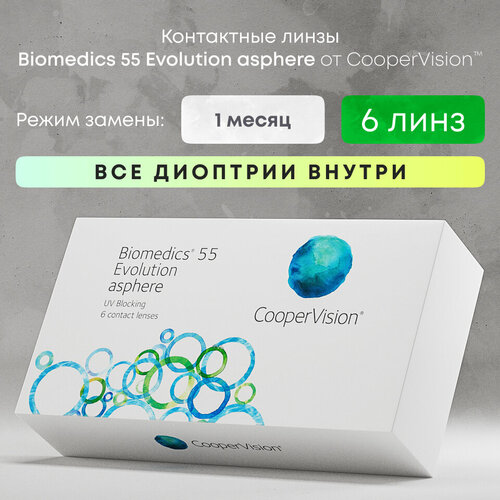   CooperVision Biomedics 55 Evolution Asphere UV, 6 ., R 8,8, D +3,75, 1 .   , -, 