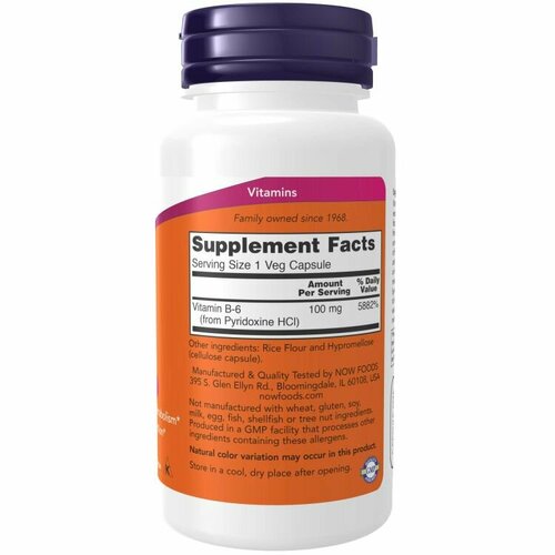���������� ������� �-6 ���������� NOW B-6 100mg 100 vcaps,