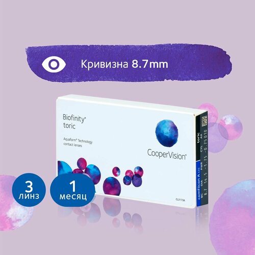   CooperVision Biofinity Toric., 3 ., R 8,7, D -3,5,CYL:-2,25,A:140, , 1 .   , -, 