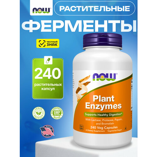 ���������� NOW Plant Enzymes, ������������ ��������, ��� ��������� �����������, 240 ������