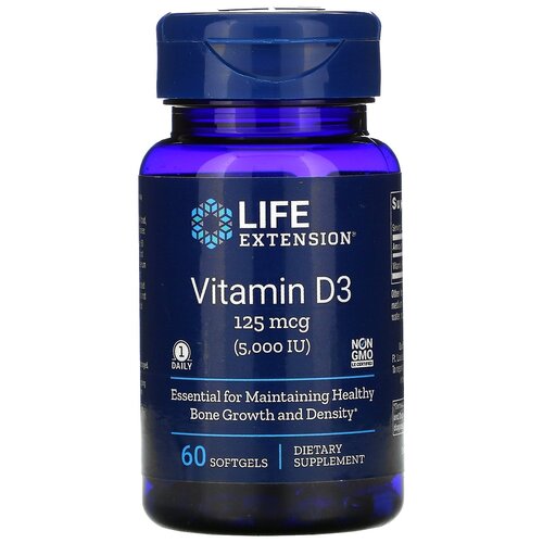 ���������� ������� Life Extension Vitamin D3, 40 �, 100 ��, 5000 ��, 60 ��.