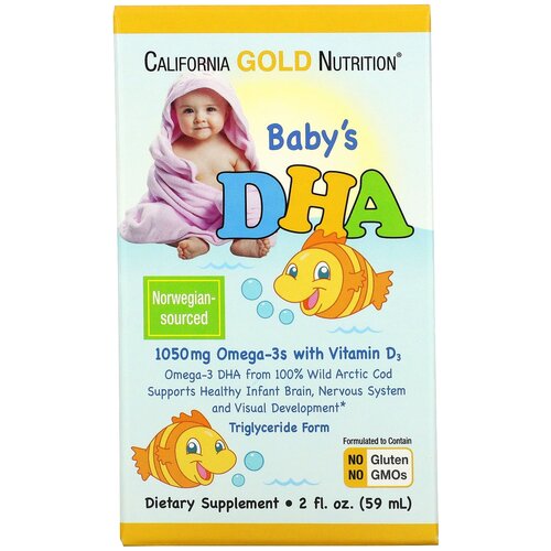 California Gold Nutrition Baby's DHA Omega-3 with vitamin D3 ., 59 , 270    , -, 